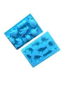 8 Even Beautiful Multi-Shape Dolphin  Small Fish Silicone Chocolate Mold Silicone Ice Lattice Mold 1pc - Blue - View 4