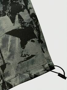 ROMWE MEN Street Life Men's Drawstring Waist Star Print Cargo Pants, School, For Fall