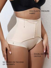1pc Women High Waisted Tummy Control Triangular Shapewear Shorts - Apricot - View 1
