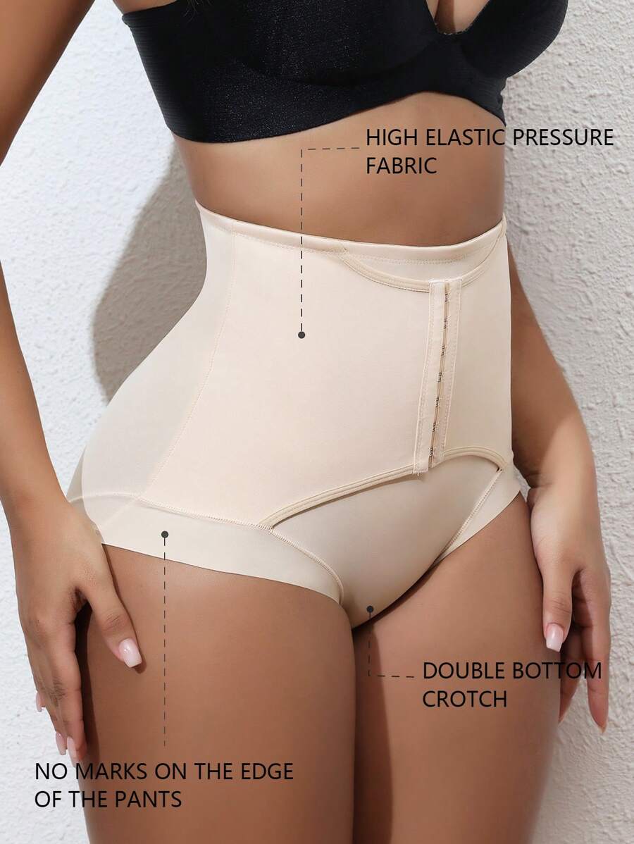 1pc Women High Waisted Tummy Control Triangular Shapewear Shorts - Apricot - View 1