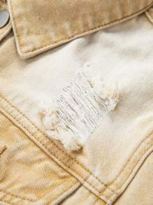 Teen Girls' Faded Denim Long Sleeve Jacket - Brown - View 7