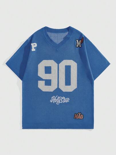 Prep Maglione a V in maglia con logo numerico per uomo