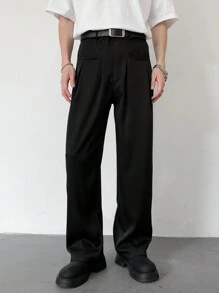 Manfinity Hypemode Pantalones casuales de traje de pierna recta de unicolor para hombres
