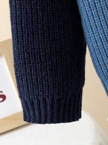 Young Boy Casual Loose Pullover Sweater - Multicolor - View 5