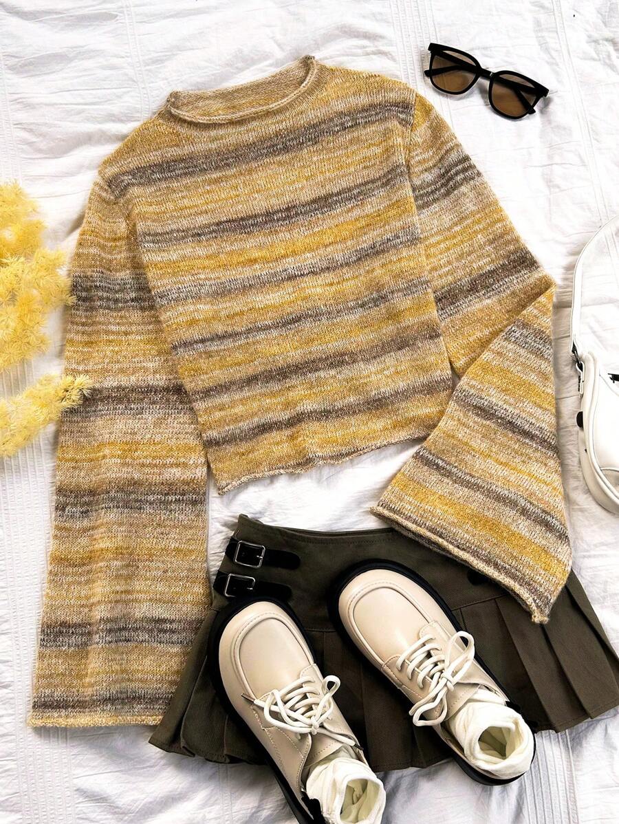 Soleia 女士彩色条纹露背系带短款针织毛衣 - 彩色 - 查看 1