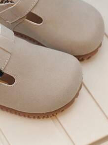 1pair Round Toe Non-Slip Soft Sole Hook And Loop Casual Flat Shoes For Boys Girls, Suitable For Student Daily Wear In Spring And Autumn - Beige - View 6