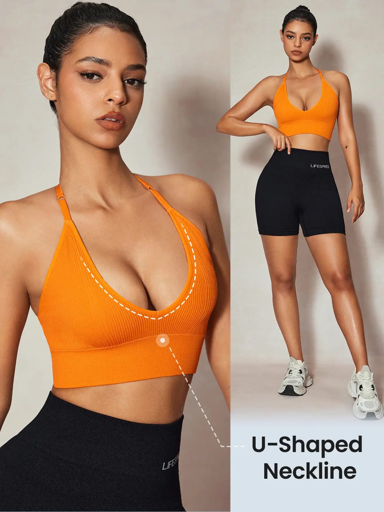 Slayform Women Solid Color Seamless Adjustable Clasp Brassiere - Orange - View 2