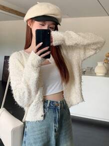 DAZY Women's Solid Color Button-Front Casual Long Sleeve Cardigan,Fall Women Clothes