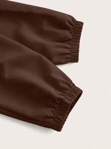 SHEIN LUNE Women's Loose Stand Collar Patch Pocket Jacket Fall Winter Cloth For Women - Coffee Brown - View 4