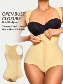 SHEIN Shape Modelujące krótkie body z odkrytym biustem i regulowanym 3-stopniowym zapięciem Body Shaper Butt Lifter-Wyszczuplanie talii brzucha, damska bielizna modelująca