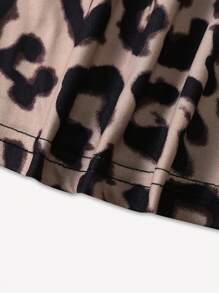 Calvaya 大码女式纯色豹纹印花圆领长袖休闲 T 恤