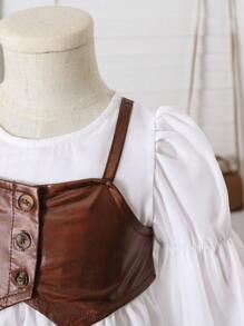 Baby Girl's 2 In 1 Princess Party Dress - White - View 6