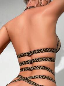 Wild Durchbrochener Leoparden-Muster Wickel-Sexy-Wäsche