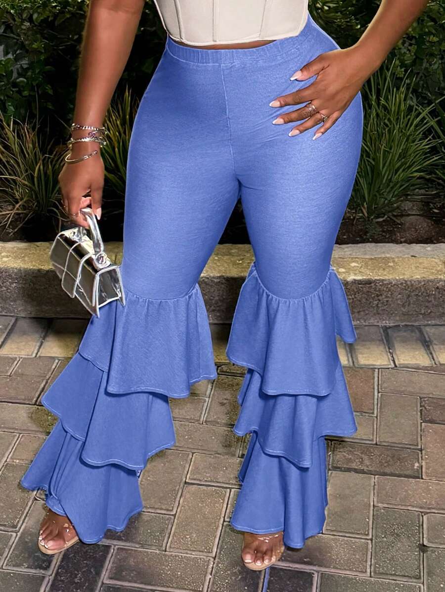 VaVaBold Quần Slim Fit Nữ Xù Viền Cao Cấp Thanh Lịch - Màu xanh lam - Xem 1