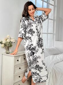Mulvari Women's Printed Simple Short Sleeve Casual Loungewear Dress