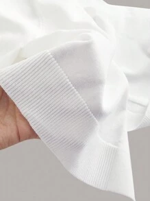 SHEIN EZwear 大码女式休闲 V 领长袖针织开衫轻薄百搭毛衣夹克，适合办公室、约会、秋冬季返校穿着 - 白色 - 查看 7