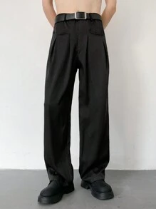 Manfinity Hypemode Pantalones casuales de traje de pierna recta de unicolor para hombres