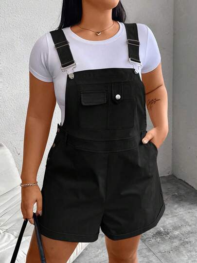 Flirla 大码女式纯色简约休闲连体裤