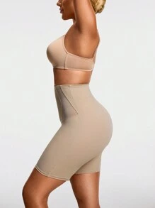 SHAPORA Shaping High-Waisted Mid Thigh Shapewear Short Bottom Body Shaper Butt Lifter-Tummy Waist Thigh Control - Khaki - View 7