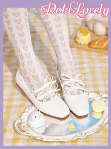 Dola Lovely Silver Pointy Toe Bowknot Mary Jane Flats For Women Halloween Christmas