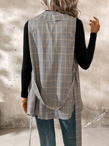 SHEIN Clasi 女士优雅纹理格子无袖夹克 - 彩色 - 查看 2