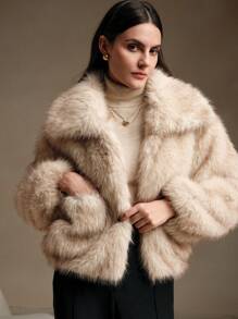 Anewsta 渐变色长款蓬松中长款经典休闲女士夹克