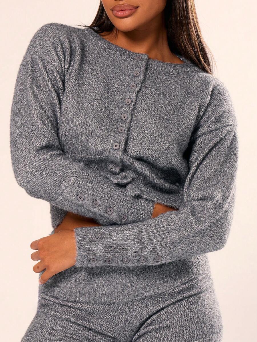 MUSERA Teacher Outfit Knit Cropped Fitted Cardigan