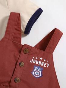 Cozy Pixies 2 szt. Zestaw bluzy i spodenek na szelkach dla chłopców z miękkim dzianinowym wycięciem pod szyją i blokami kolorów