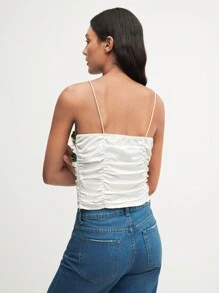 BizChic Top camisola con volantes floral elegante, informal para mujeres de negocios