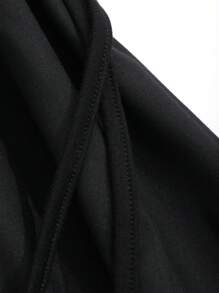 DAZY Vestido casual de manga corta con cuello cuadrado de unicolor, vestido de verano - Negro - Ver 9