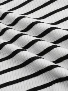 Modmama Maternity Casual Long Sleeve Fitted T-Shirt, Spring Autumn - Black and White - View 10