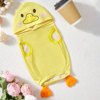 PETSIN 1 Áo Thú Cưng Họa Tiết Vịt Hoạt Hình Dễ Thương, Đa Năng Cho Chó Mèo, Thiết Kế Dấu Chân 3D