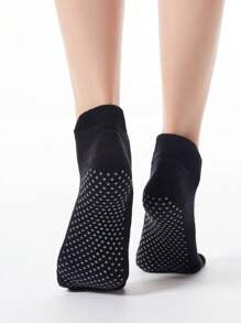 Sports Outdoor 1 Pair Round Toe Soft Terry Lining Yoga Socks, Warm & Non-Slip Indoor Home Socks - Black - View 3