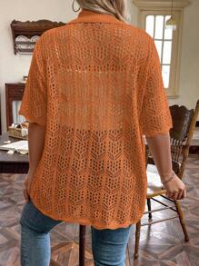 Breezaya Cardigan casual à simple boutonnage, manches courtes, couleur unie, grande taille, été