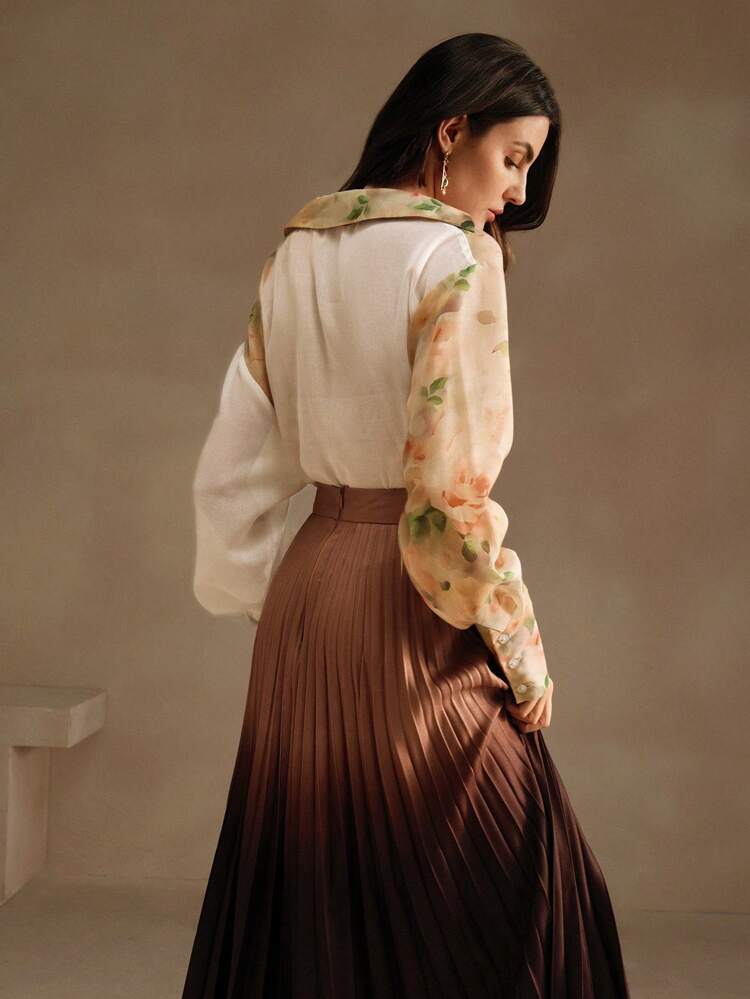 Women Tie-Dye Print Long Sleeve Blouse