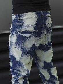 Manfinity LEGND Quần jean denim rách nhiều túi phía trước dành cho nam, trang phục thường ngày - Màu xanh lam - Xem 4