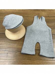 Zestaw ubrań do fotografii noworodkowej - kostium dla niemowląt, czapeczka, szelki, spodnie, rekwizyty do zdjęć, ubranka dla niemowląt, dekoracje na baby shower, prezenty dla rodziny, prezenty na baby shower, prezenty wielkanocne, rzeczy dla dziewczynek/chłopców