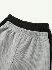 Cozy Pixies 2pcs Baby Boy's Elastic Waist Solid Color Knitted Soft Jogger Pants Set