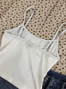 Attitoon Star Pattern Punk Style Soft & Comfortable 95% Cotton Fitted Camisole, Suitable For Spring/Summer, Retro - White - View 7