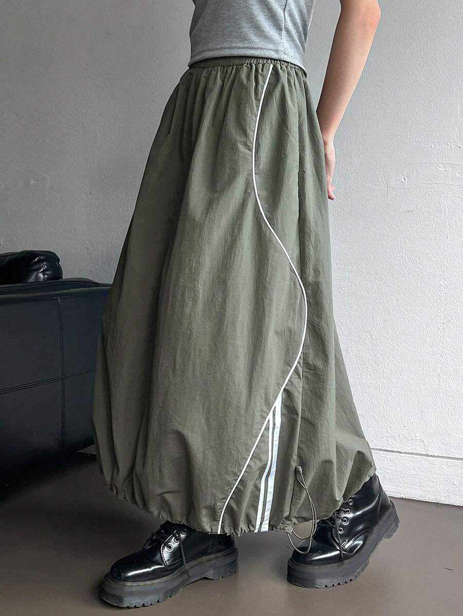 DAZY 女士撞色休闲抽绳腰A字裙，返校季服装