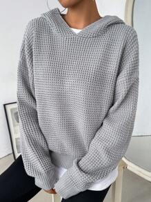 Chiquease Pull à capuche minimaliste casual de couleur unie pour femmes