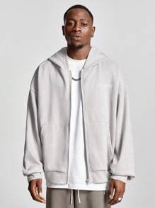 Manfinity VCAY Men's Loose Fit Long Sleeve Knitted Sweatshirt , Zipper Hoodie, Going Out, Basic, Letter, Friends