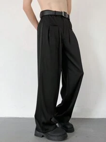 Manfinity Hypemode Pantalones casuales de traje de pierna recta de unicolor para hombres