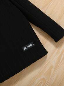 SHEIN 2pcs Young Boy's Turtleneck Long Sleeve Knitted Top Set, Two-Tone - Blue - View 3