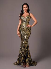 Glamrae Váy dạ hội dài chấm đất hở lưng sang trọng, gợi cảm, sang trọng, thanh lịch, váy dạ hội bán trang trọng, cho tiệc sinh nhật, tiệc cưới, tiệc tốt nghiệp - màu đen - Xem 7