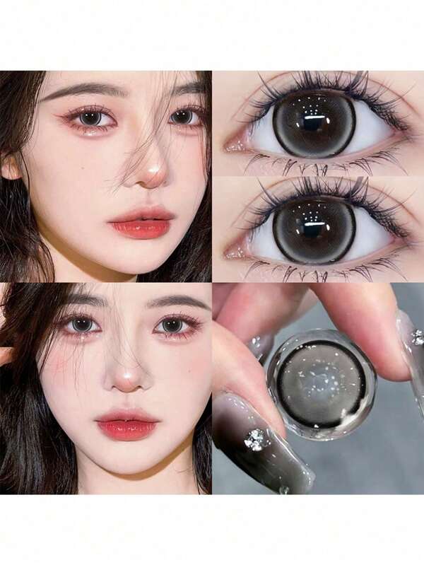 Color Contact Lenses 1pair Black Gray Combination Color Contact Lenses 14.5mm Soft Lens 6 Months Usage Time Halloween Costume Cosplay