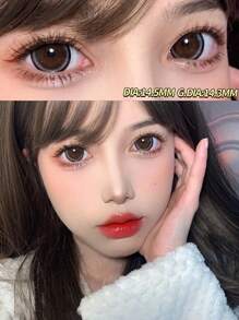 1副彩色隐形眼镜，黑灰双色，14.5毫米软性隐形眼镜，可佩戴6个月，适合万圣节装扮和角色扮演