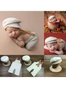 Zestaw ubrań do fotografii noworodkowej - kostium dla niemowląt, czapeczka, szelki, spodnie, rekwizyty do zdjęć, ubranka dla niemowląt, dekoracje na baby shower, prezenty dla rodziny, prezenty na baby shower, prezenty wielkanocne, rzeczy dla dziewczynek/chłopców