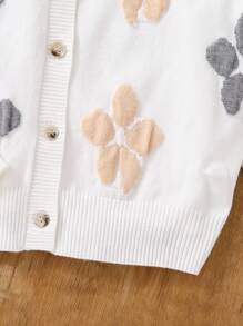 女童可爱花卉针织开衫，3D花朵，多色，秋冬 - 彩色 - 查看 6