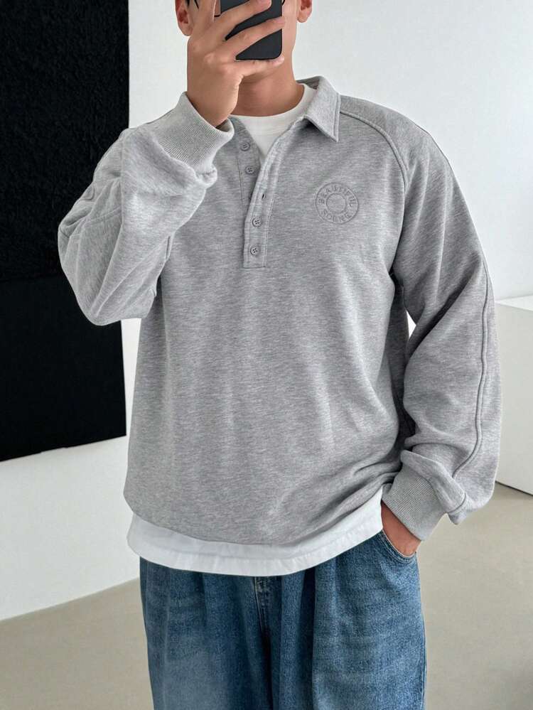 Men's Letter Print Pullover Sweatshirt, Autumn